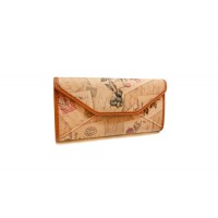 Vintage Style Women's Cluth Wallet With Print and Bear Design